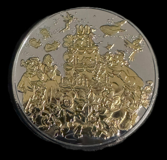 2001 Disney 100th Anniversary 1 oz .999 Silver Coin w/24k Gold Relief