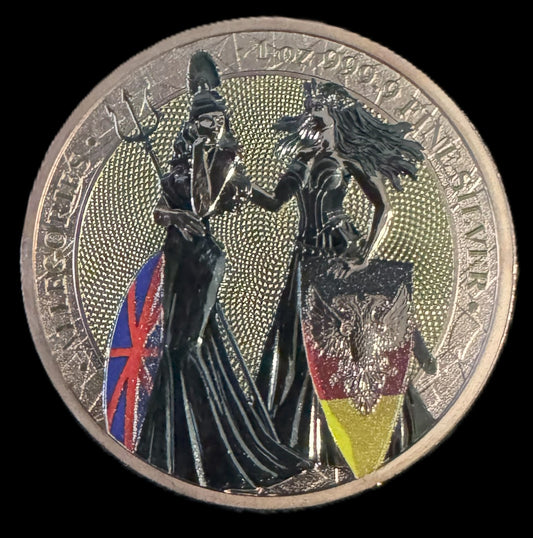 2019 Britannia Germania 1 oz .999 Silver Coin w/Red Gold & Yellow Gold