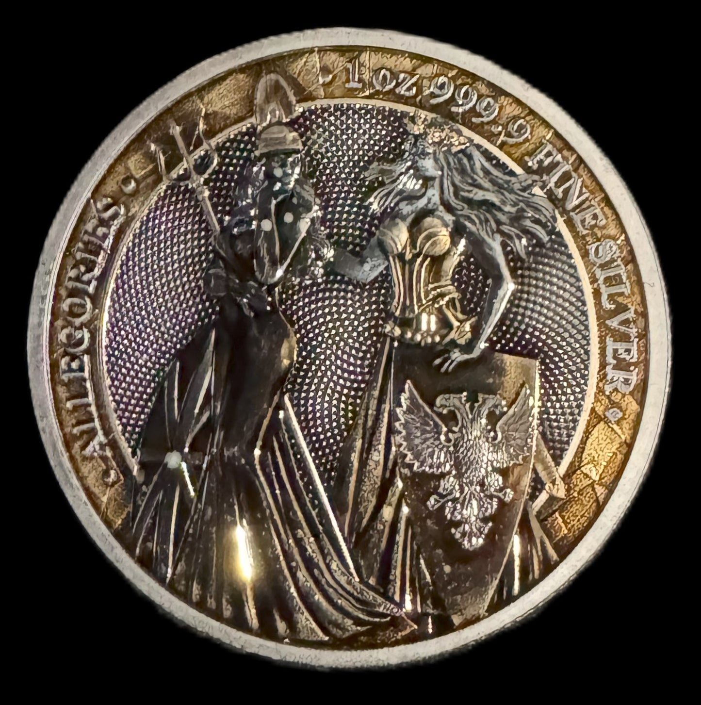 2019 Britannia & Germania 1oz .999 Silver Coin w/Copper Toning