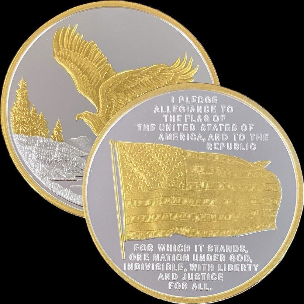 2024 Eagle in Flight Pledge of Allegiance 1 oz .999 Silver Coin w/24K Gold Relief