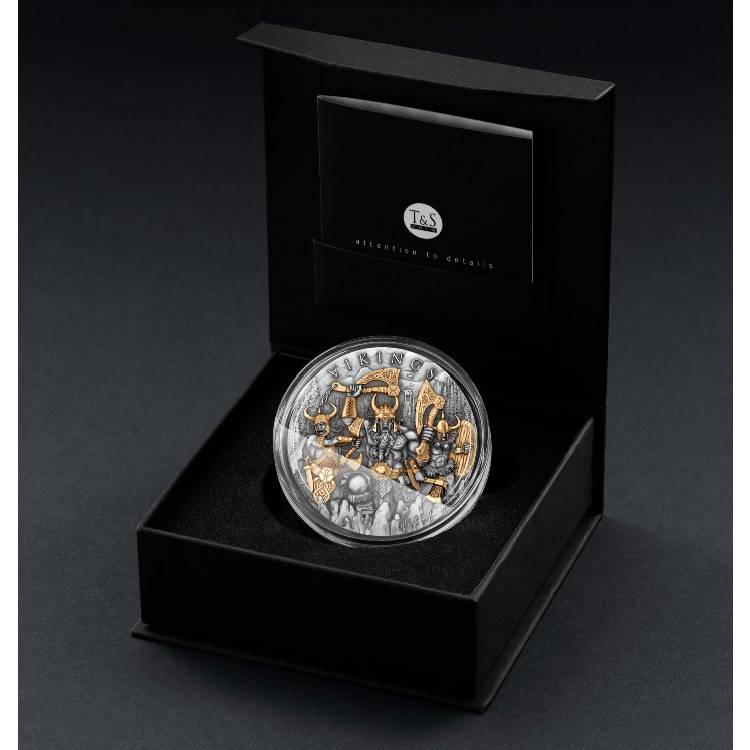 2024 Vikings 2 oz .999 Silver Coin w/24K Gold Relief
