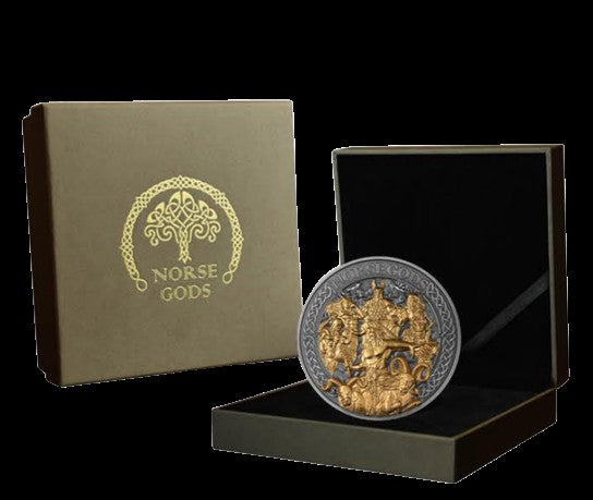 2024 Nordic Gods The Aesir 5 oz .999 Silver Coin w/24K Gold Relief