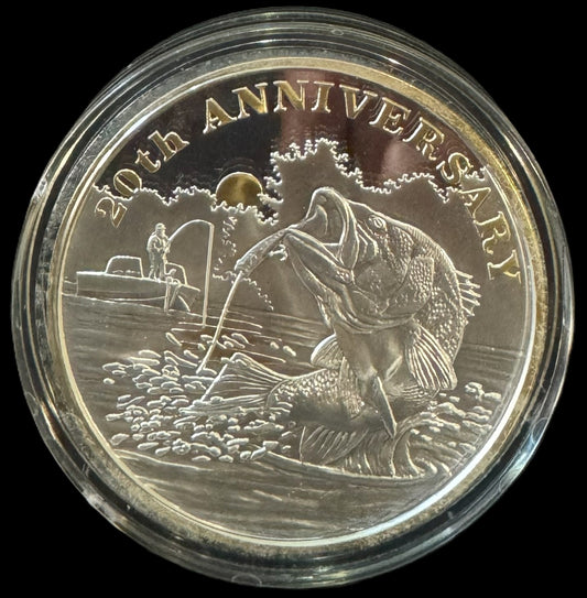 2000 N.A.F.C. 20th Anniversary 4.1 oz .999 Silver Coin w/24K Gold Relief