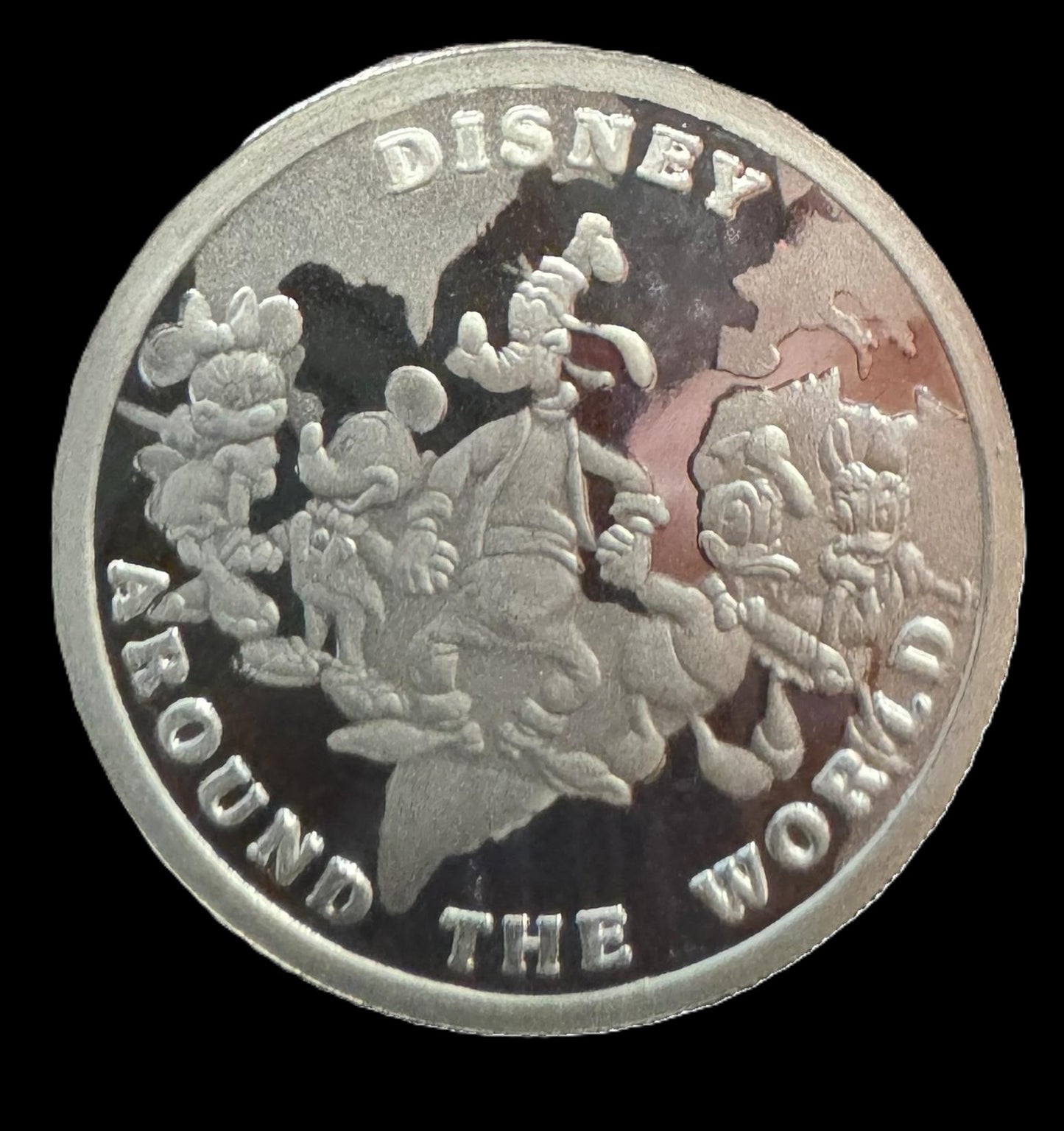 1988 Disney Around the World Snow White Peter Pan 1 oz .999 Silver Coin COA #05260