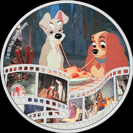 2023 Disney Lady and the Tramp 3 oz .999 Silver Coin