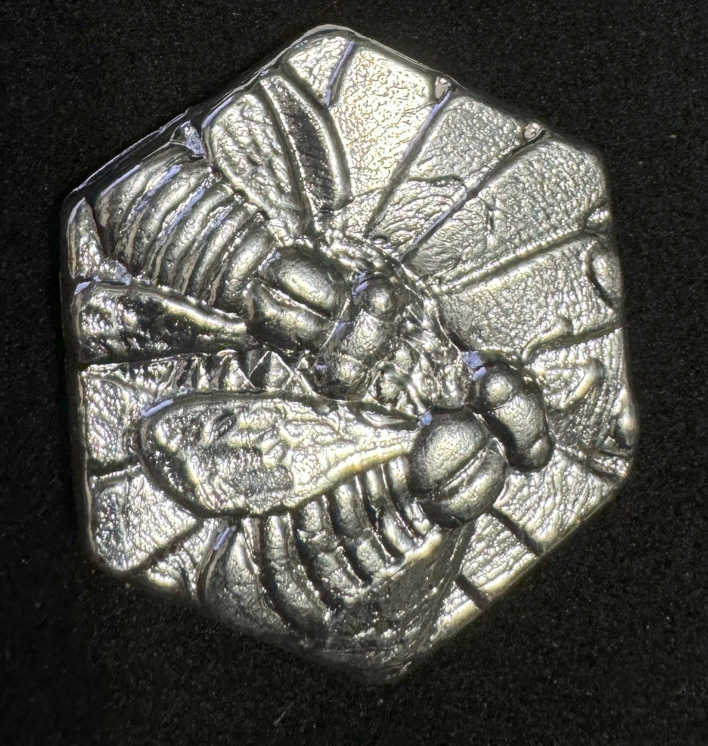 Hex Shaped Flower Bees Bar 4.3 oz .999 Silver