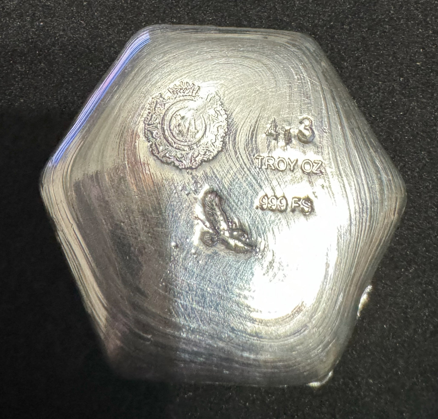 Hex Shaped Flower Bees Bar 4.3 oz .999 Silver