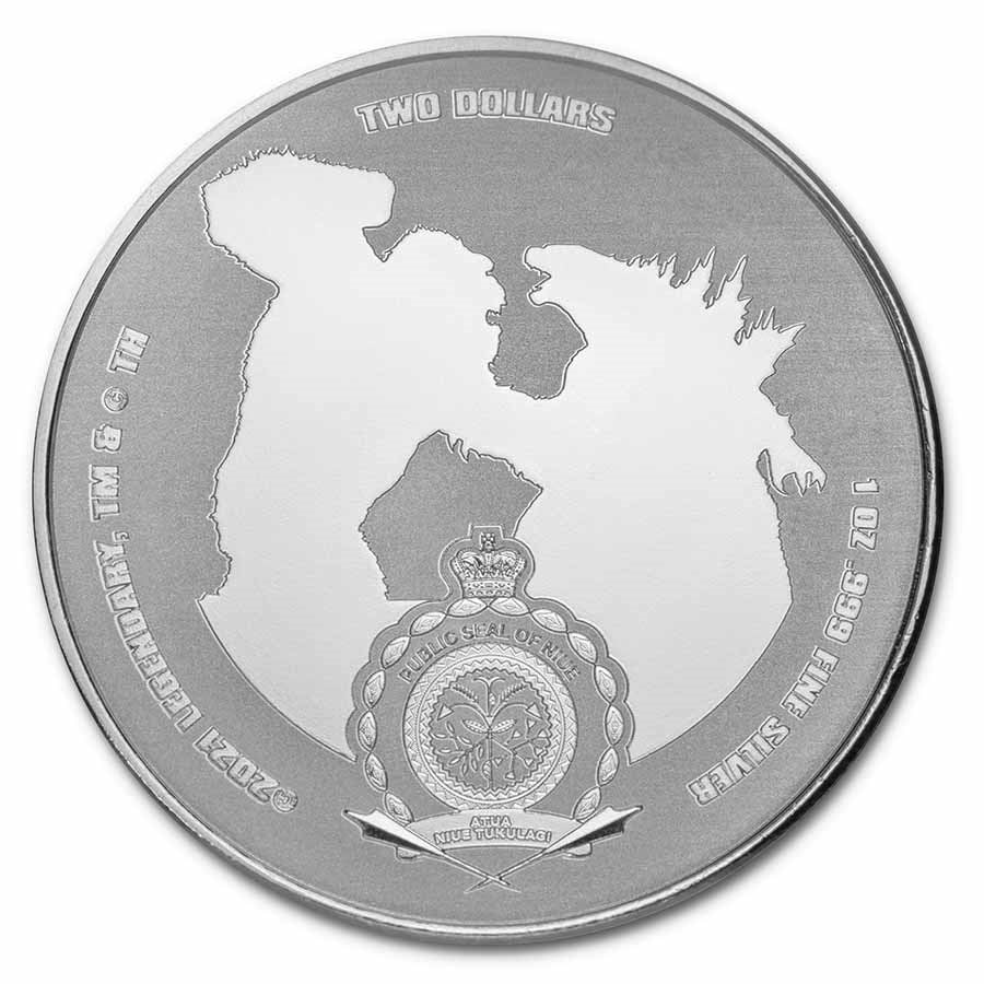 2021 Godzilla VS King Kong 1 oz .999 Silver Coin