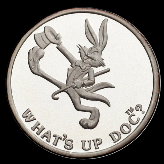 1990 Happy Birthday Bugs Bunny 1oz .999 Silver Coin COA #19147