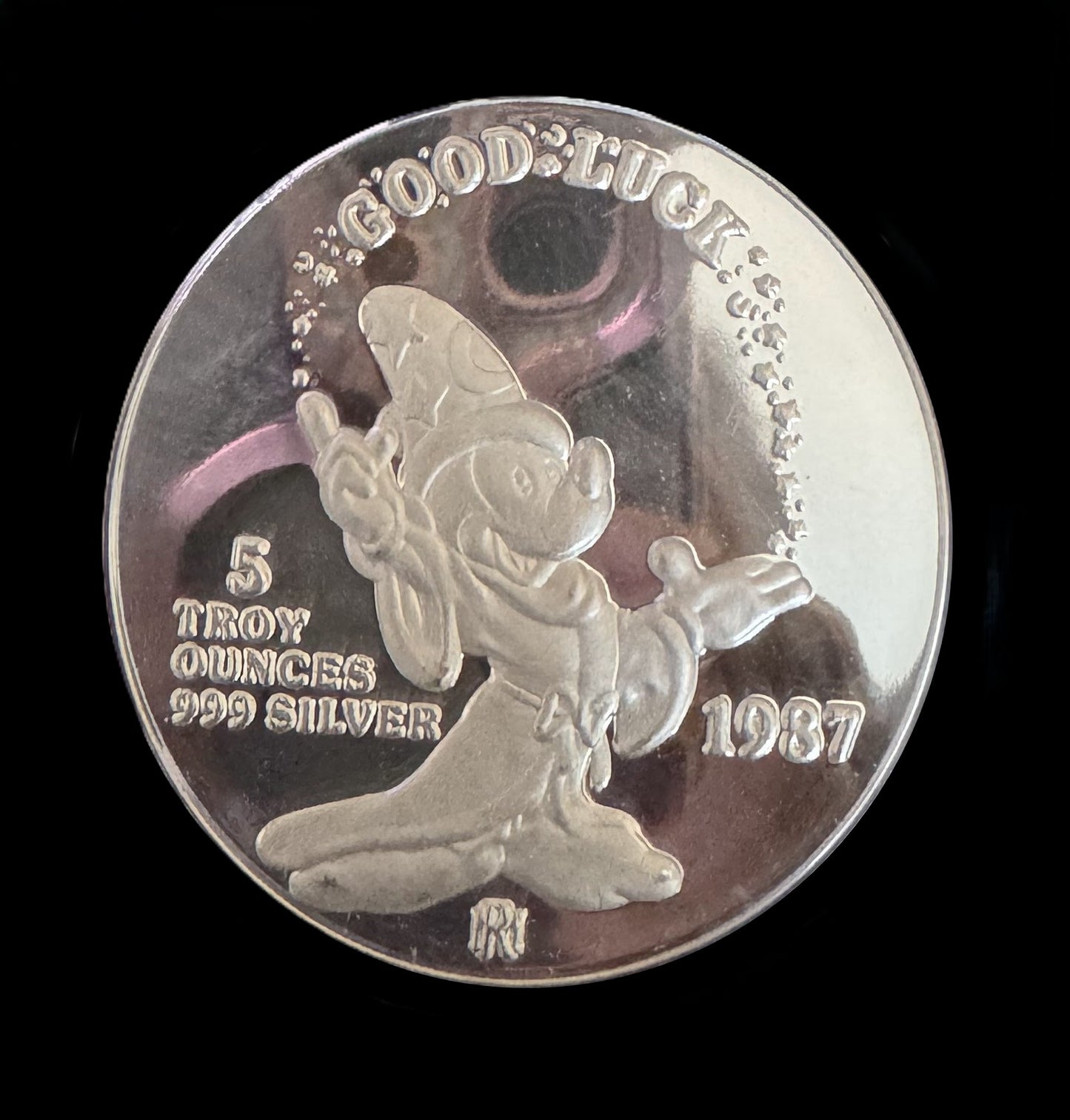 1987 Disney “Mickey’s Magic” 5 oz .999 Silver Coin