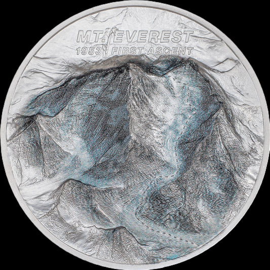 2023 Cook Islands First Ascent Mt. Everest 2 oz Silver 3D High Relief Coin