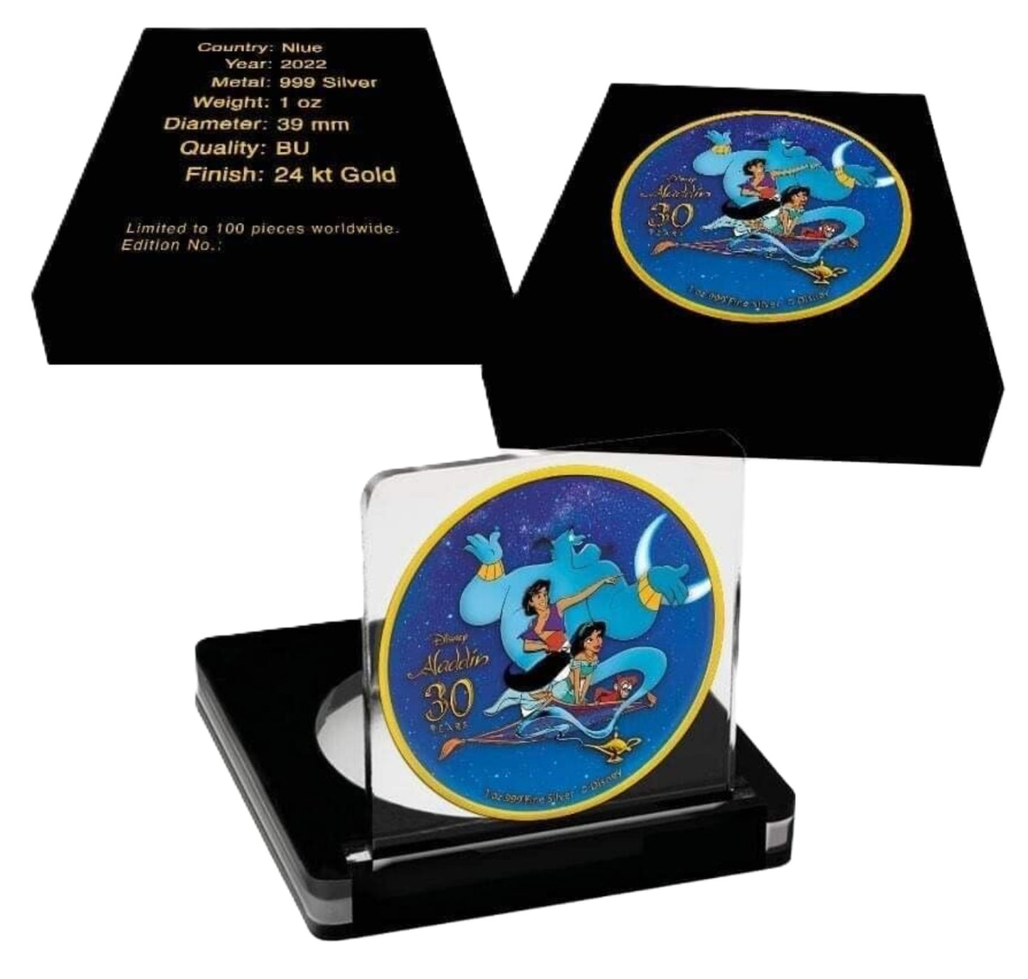2022 Disney Aladdin Whole New World Edition 1 oz .999 Silver Coin