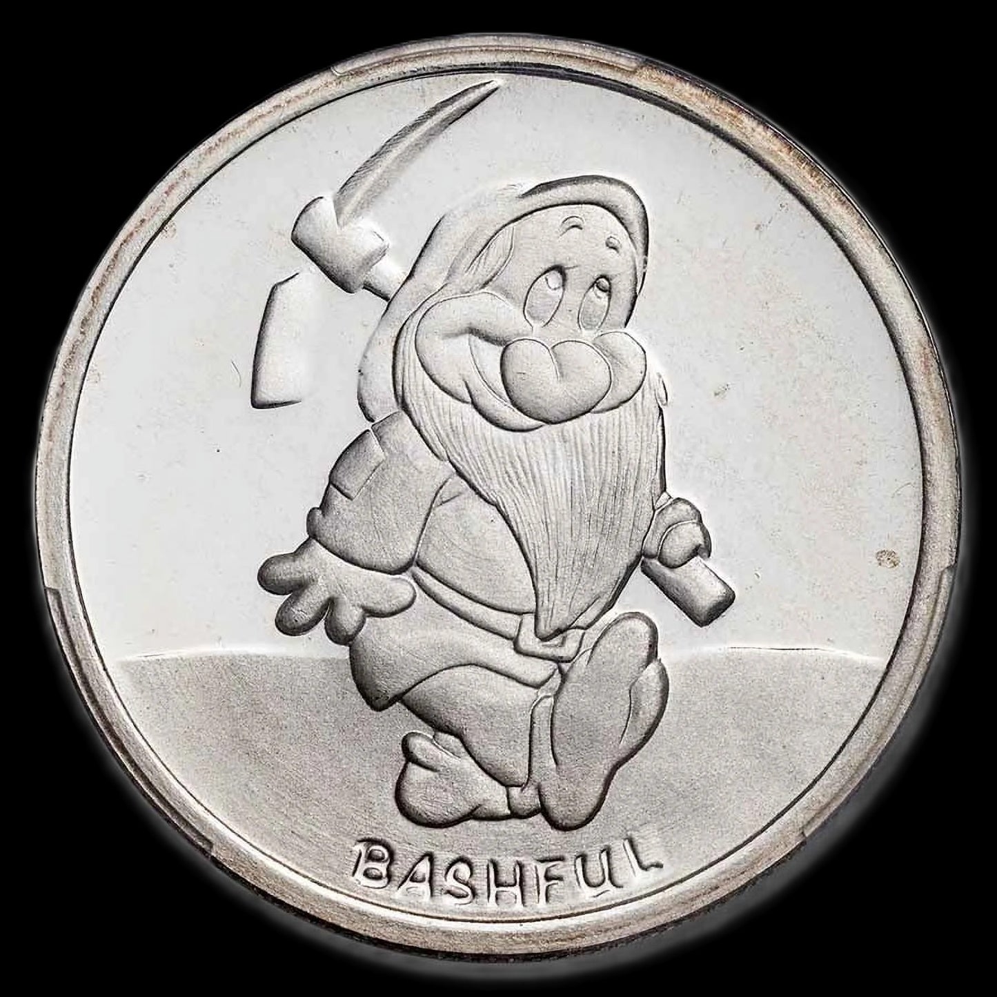 1987 Disney’s 50th Snow White & The Seven Dwarfs “Bashful” 5 oz .999 Silver Coin