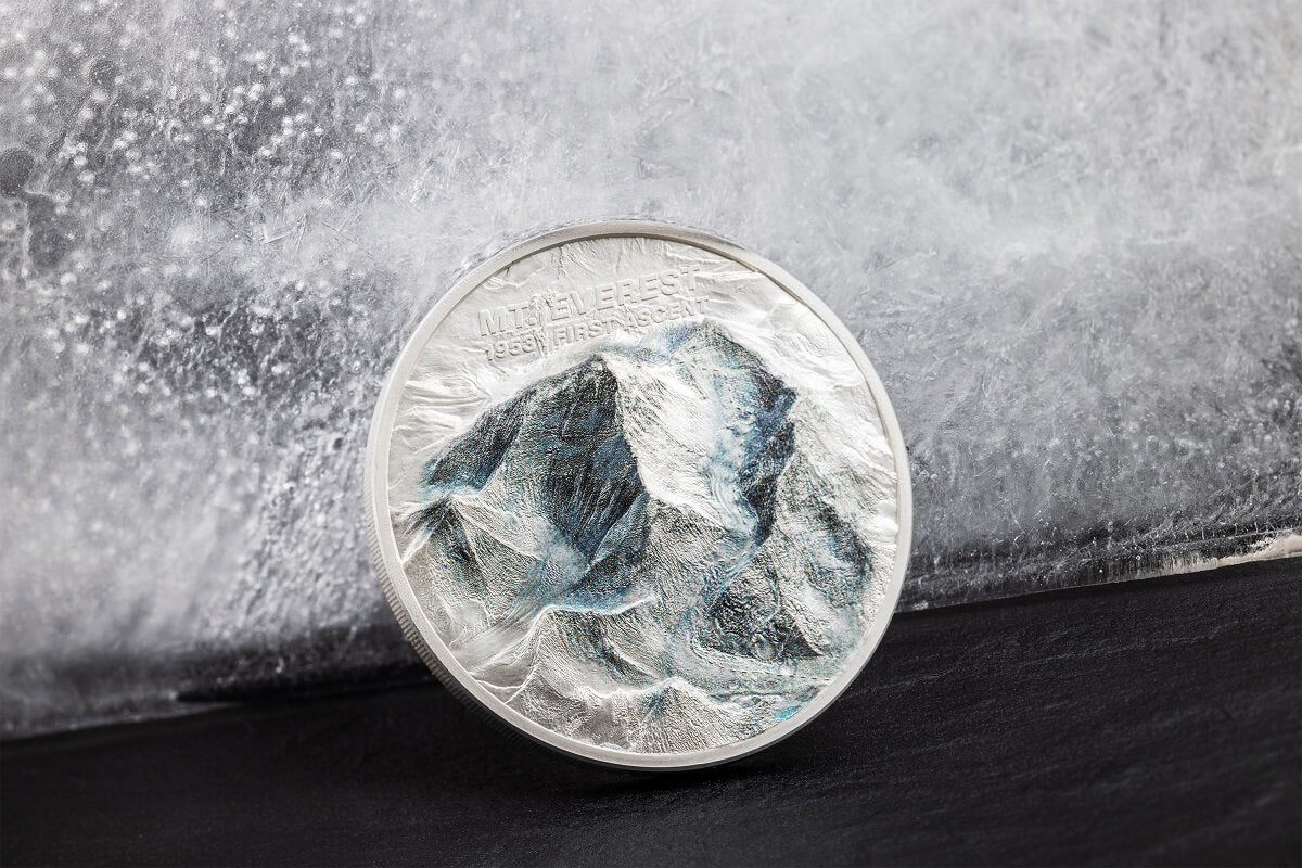 2023 Cook Islands First Ascent Mt. Everest 2 oz Silver 3D High Relief Coin