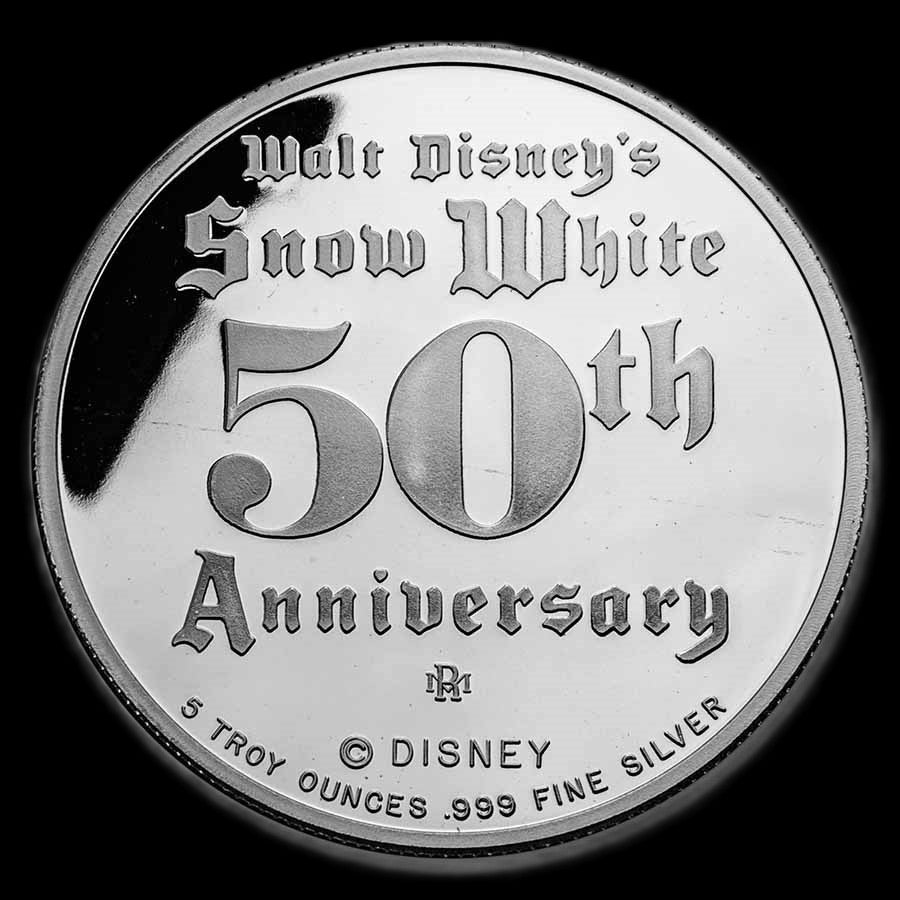 1987 Disney’s 50th Snow White & The Seven Dwarfs “Grumpy” 5 oz .999 Silver Coin