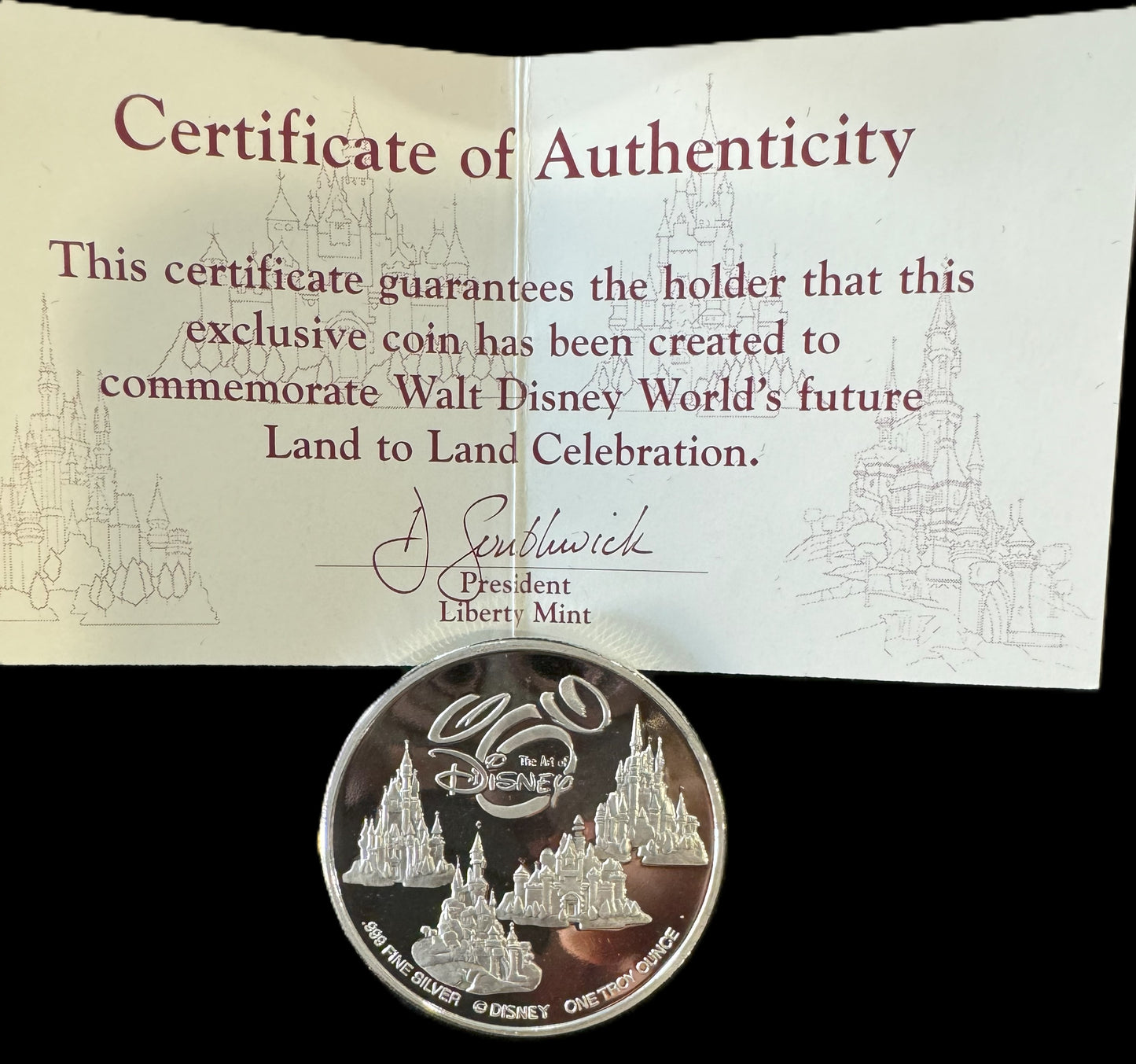 2000 "Celebrate the Future Land to Land" 1 oz .999 Silver Coin w/24K Gold Relief