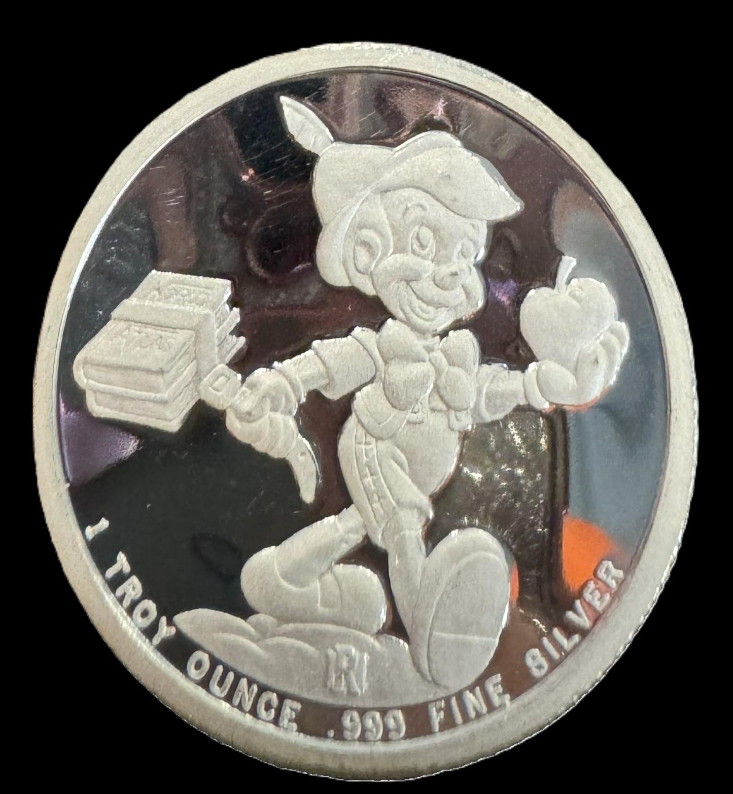 1988 Disney Around the World “Pinocchio” 1 oz .999 Silver Coin