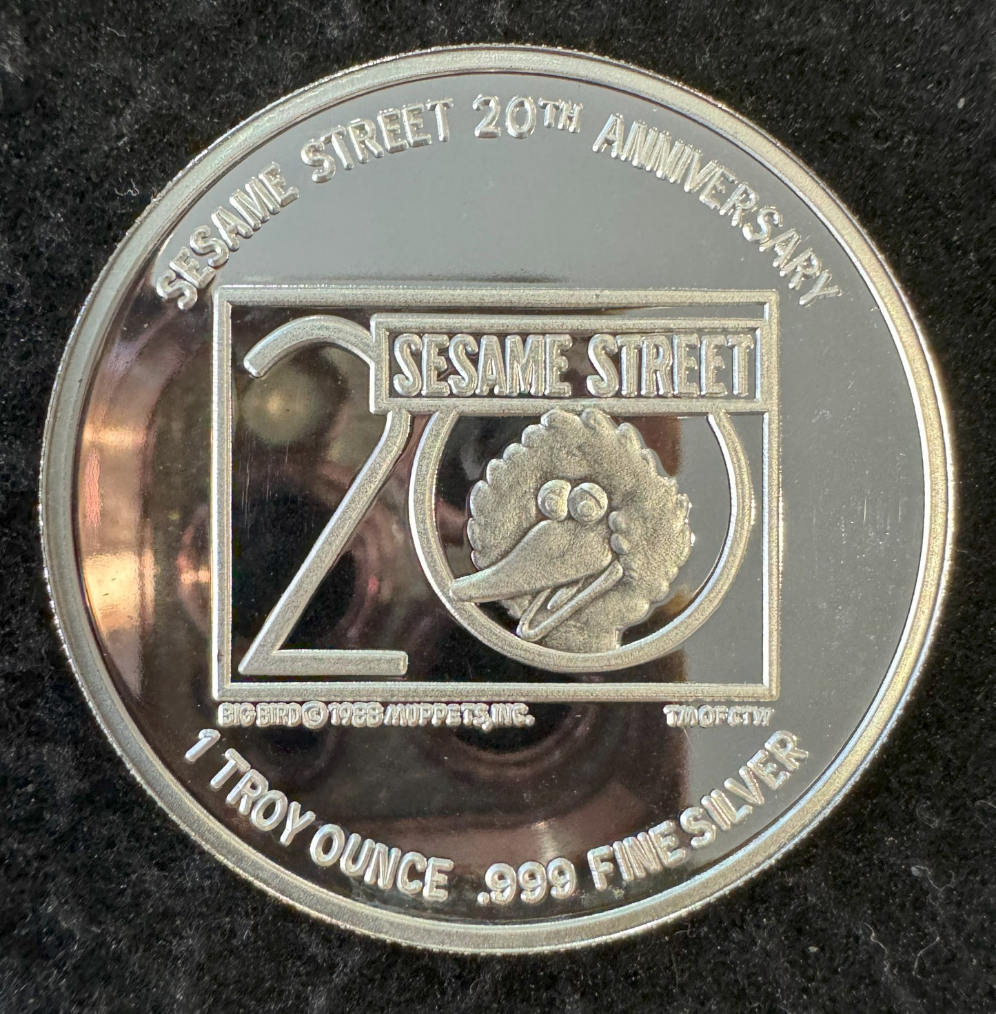 1988 Sesame Street 20th Anniversary Ernie 1 oz .999 Silver Coin