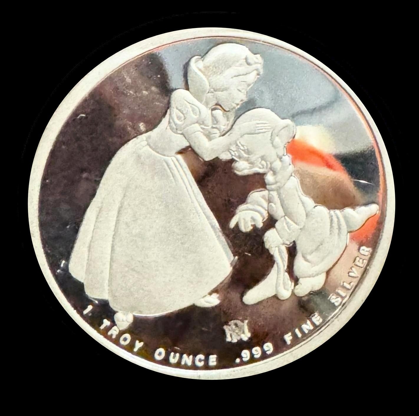1988 Disney Around the World “Snow White & Dopey” 1 oz .999 Silver Coin
