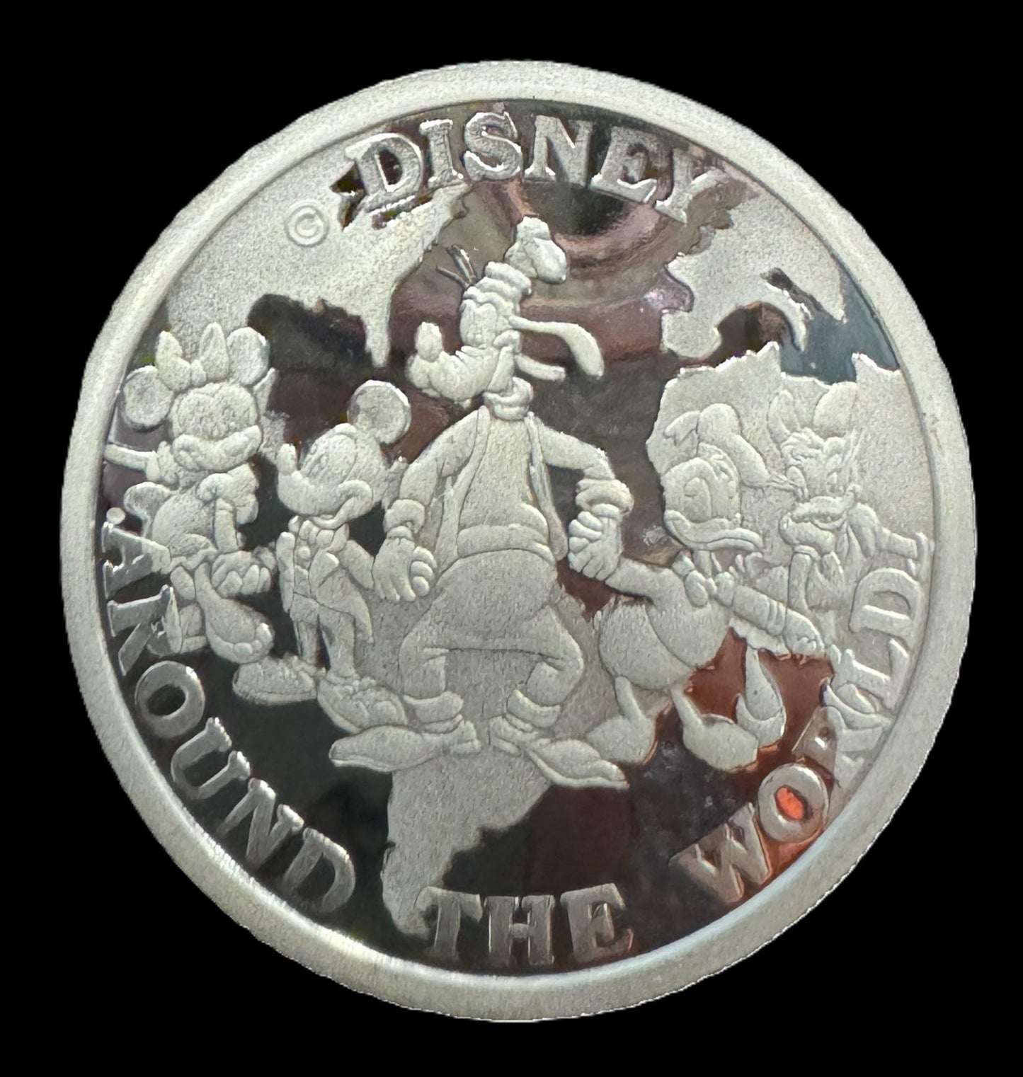 1988 Disney Around the World “Goofy & Pluto” 1 oz .999 Silver Coin COA #8499