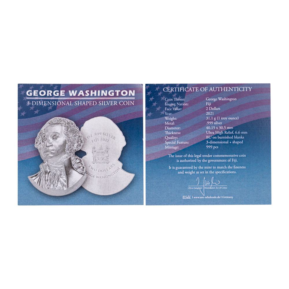 2021 George Washington 3D Ultra High Relief 1 oz .999 Silver Coin
