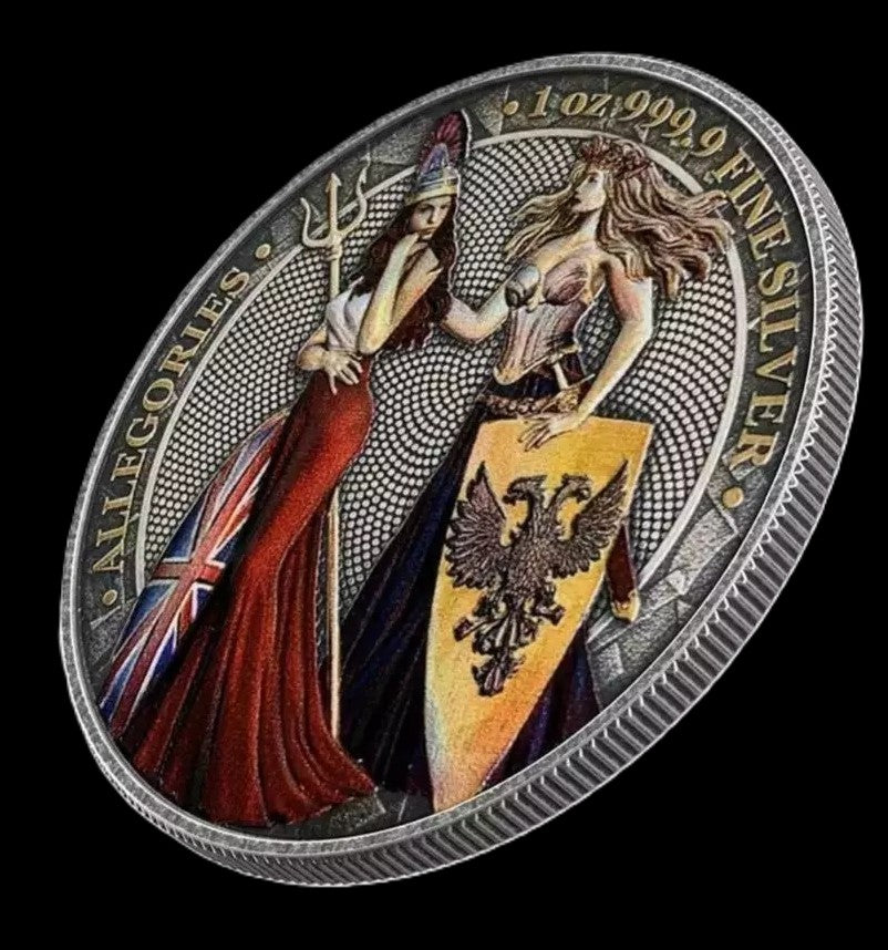 2019 Britannia Germania 1 oz .999 Silver Coin w/Funky Holo Colorized