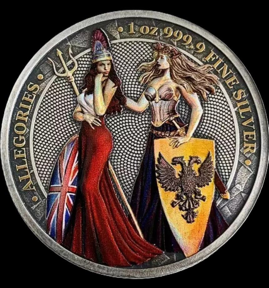 2019 Britannia Germania 1 oz .999 Silver Coin w/Funky Holo Colorized