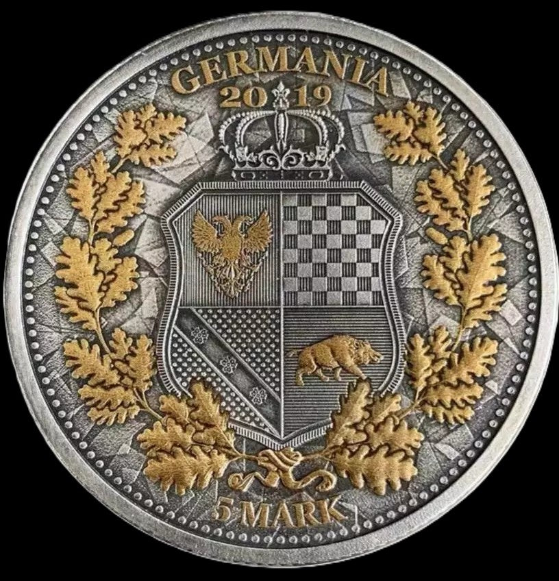 2019 Britannia Germania 1 oz .999 Silver Coin w/Funky Holo Colorized