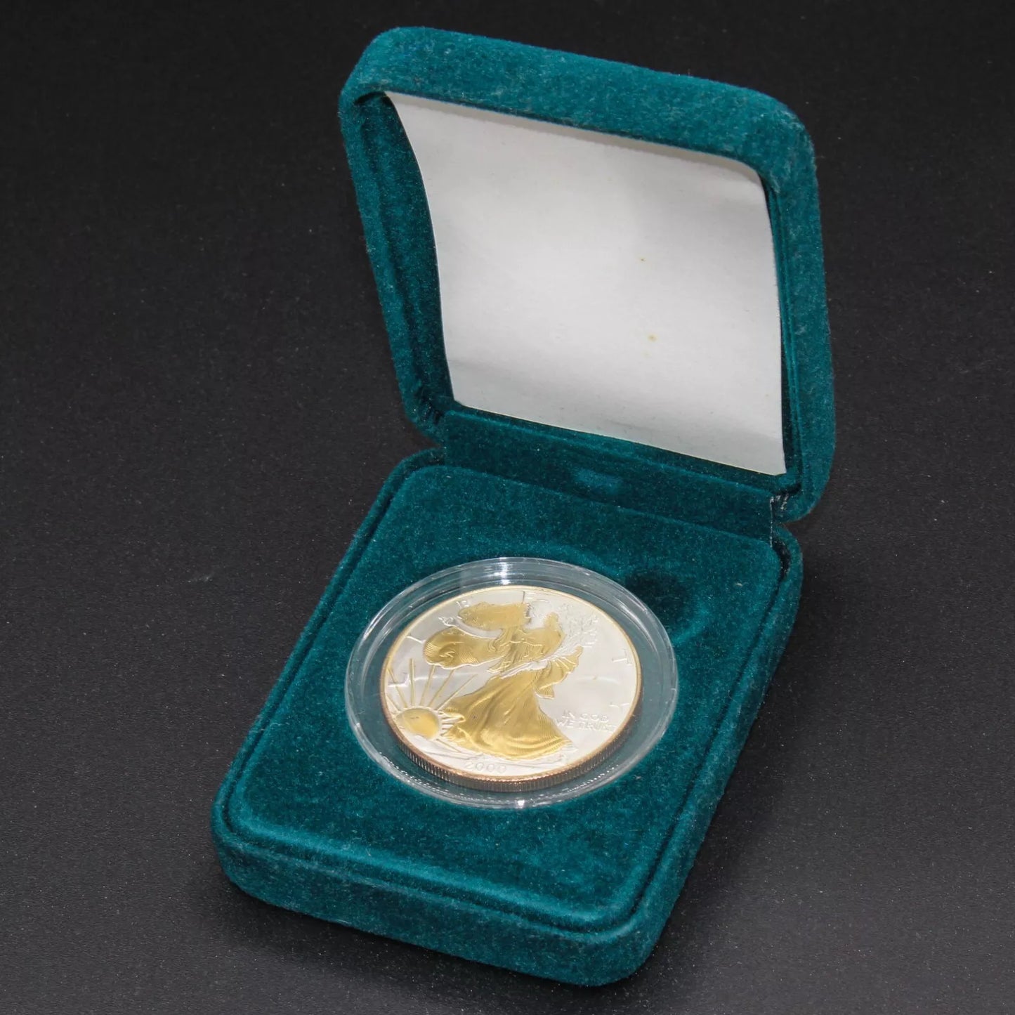 2000 American Eagle Lady Liberty 1oz .999 Silver Coin w/24k Gold Gilding