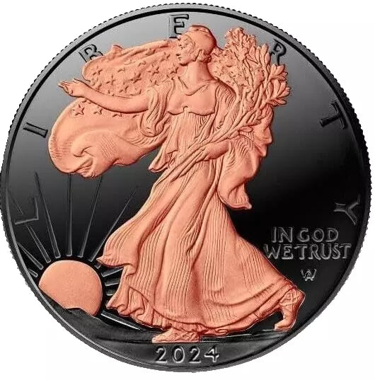 2024 American Eagle Lady Liberty Ruthenium 1oz .999 Silver Coin w/24k Rose Gold Gilding