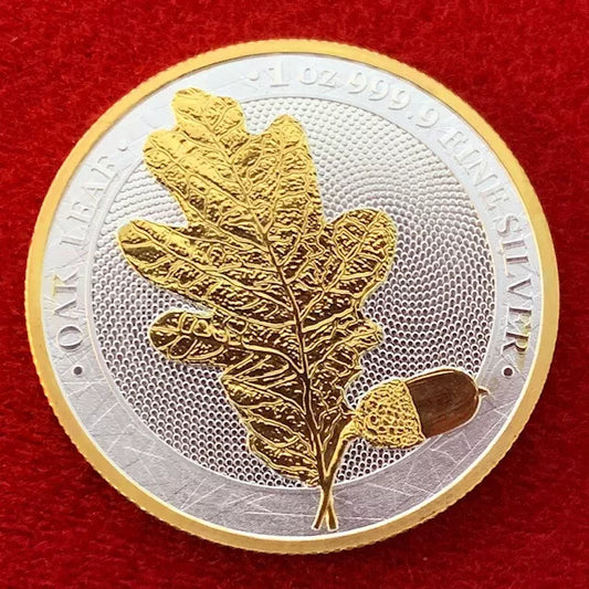 2019 Germania Oak Leaf 1 oz .999 Silver w/24K Gold Relief