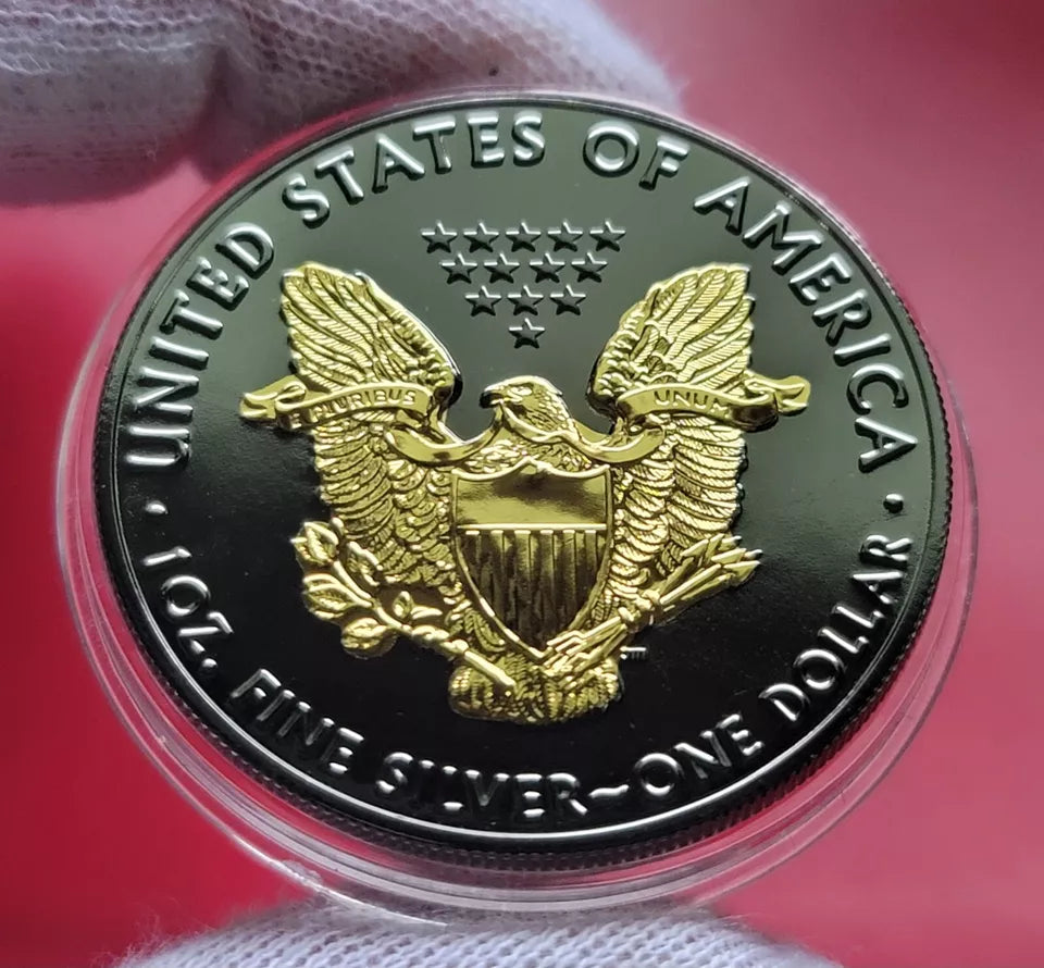 2019 American Eagle Lady Liberty Ruthenium 1oz .999 Silver Coin 24k Gold Gilding