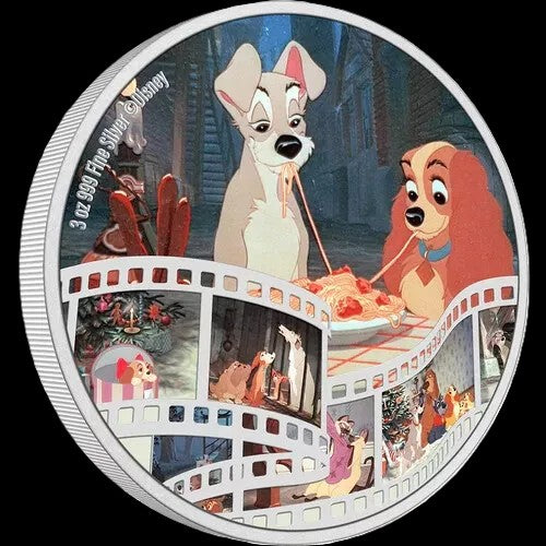 2023 Disney Lady and the Tramp 3 oz .999 Silver Coin