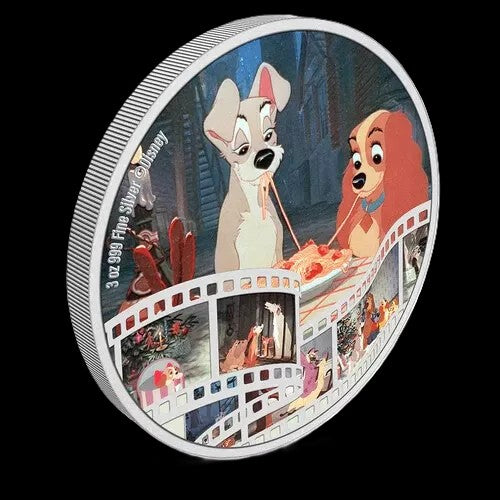 2023 Disney Lady and the Tramp 3 oz .999 Silver Coin