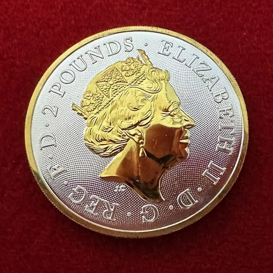 2019 British Royal Arms 1 oz .999 Silver Coin w/24k Gold Gilding