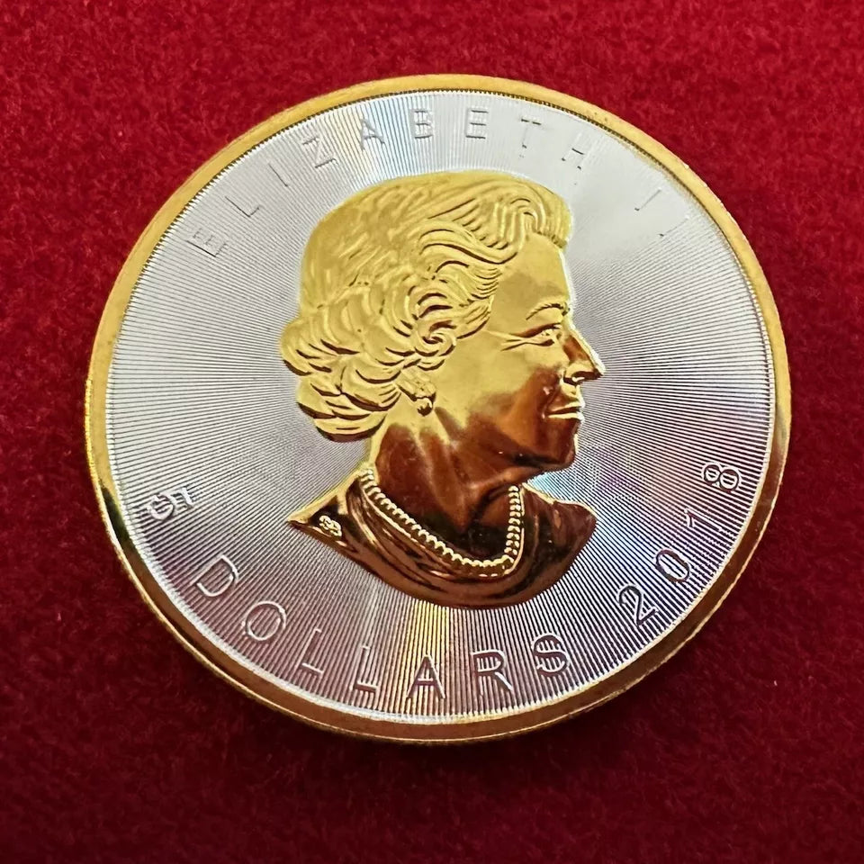 2018 Canadian Maple Leaf 1 oz .9999 Silver Coin w24k Gold Gilding