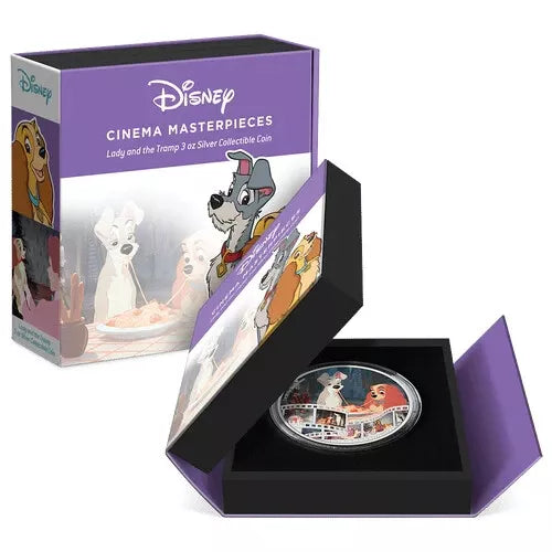 2023 Disney Lady and the Tramp 3 oz .999 Silver Coin