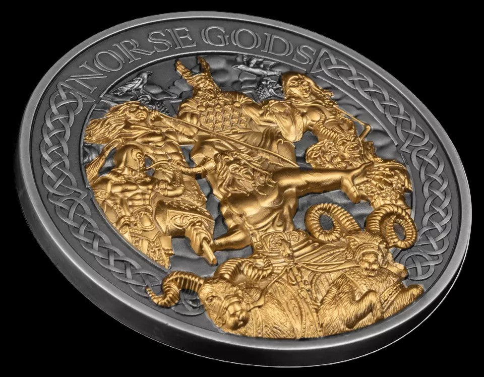 2024 Nordic Gods The Aesir 5 oz .999 Silver Coin w/24K Gold Relief