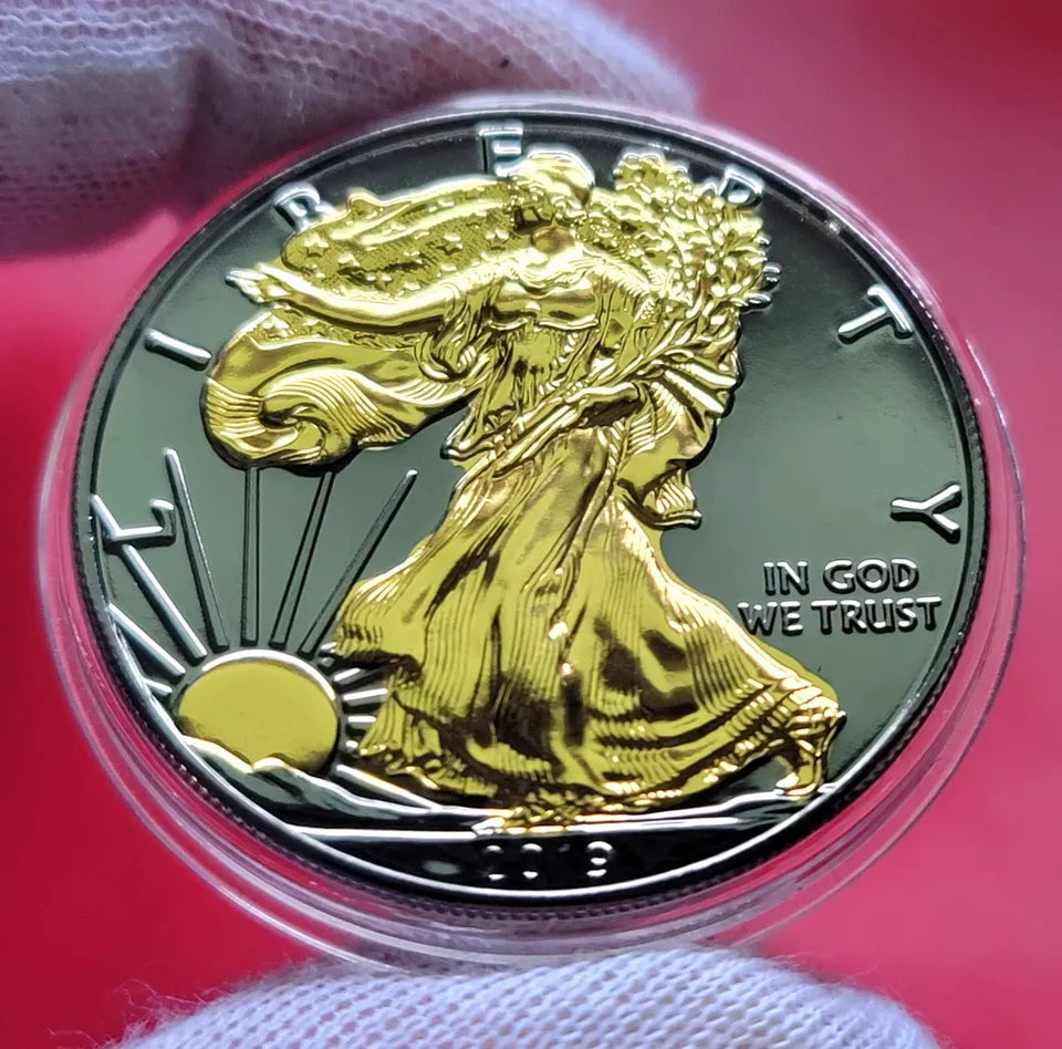 2019 American Eagle Lady Liberty Ruthenium 1oz .999 Silver Coin 24k Gold Gilding