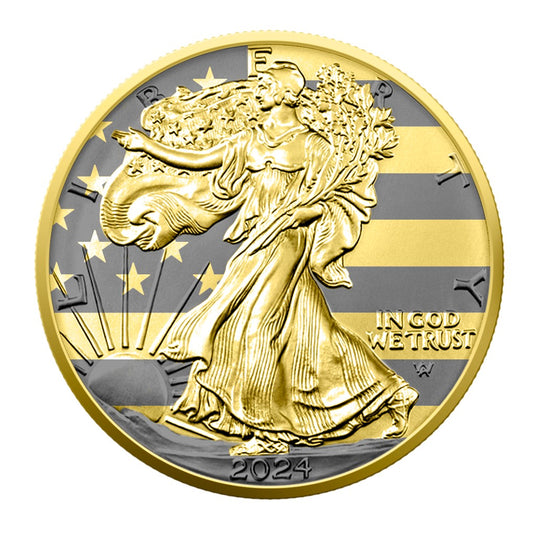 2024 American Eagle Lady Liberty Gold Ring Gold & Ruthenium 1oz .999 Silver Coin