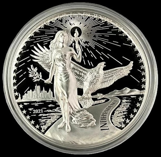 2021 Silver American Virtues Independence 10 oz .999 Silver Coin