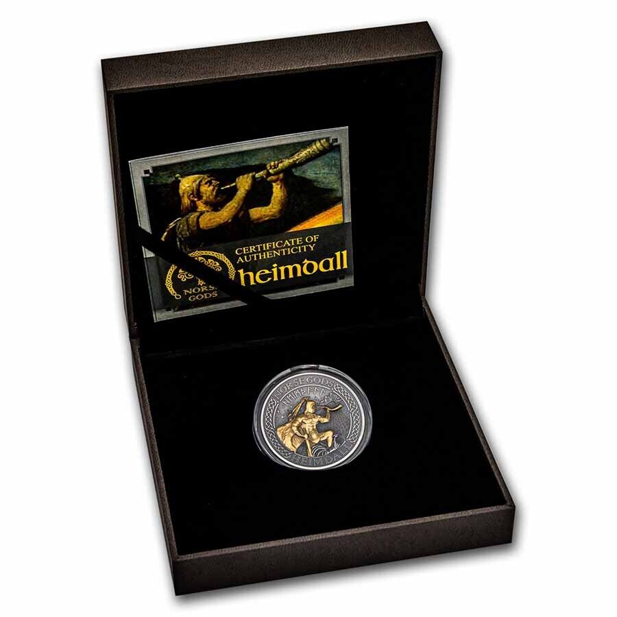 2022 Norse Gods Heimdall 2 oz .999 Silver Coin w/24K Gold Relief