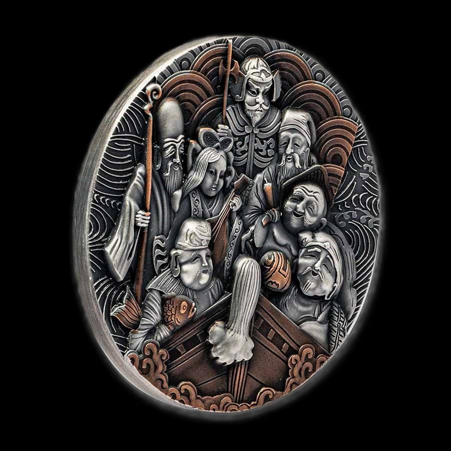 2022 Cameroon Seven Lucky Gods 2 oz .999 Silver Coin