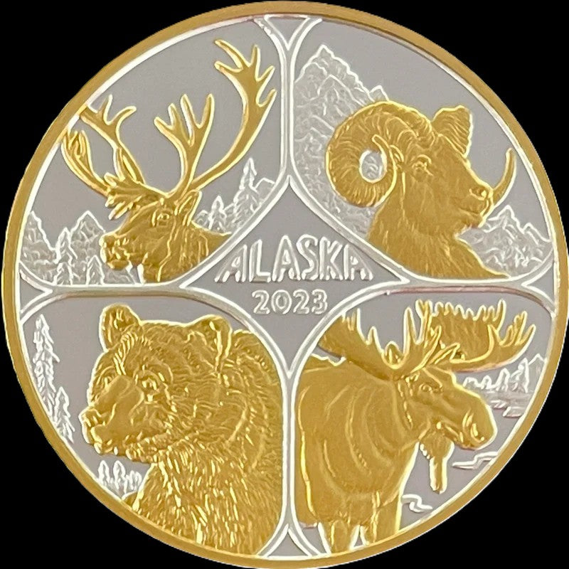 2024 Alaska Big Four 1 oz .999 Silver Coin w/24K Gold Relief