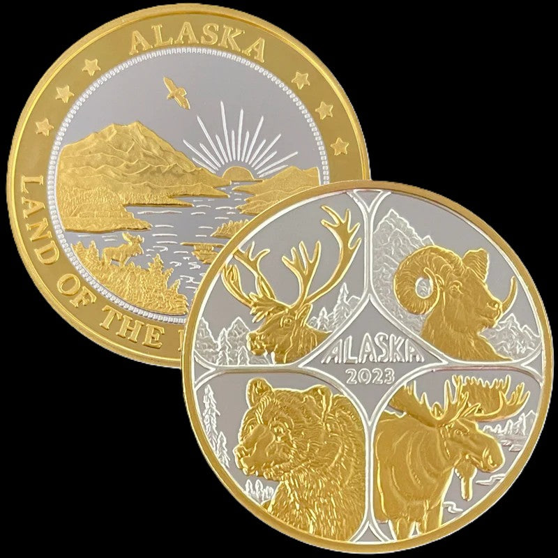 2024 Alaska Big Four 1 oz .999 Silver Coin w/24K Gold Relief