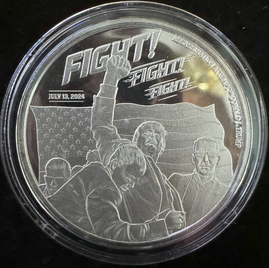 2024 Assassination Attempt Trump Survives 1 oz .999 Silver Coin