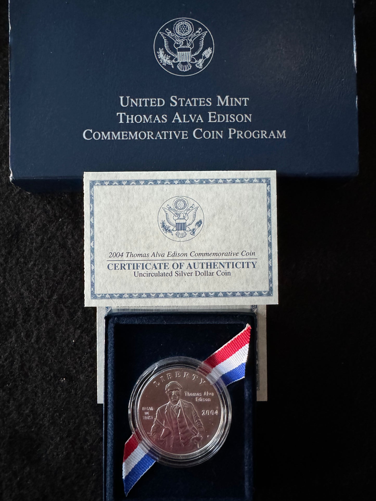 2004 Tomas Edison 125th 1 oz .999 Silver Coin