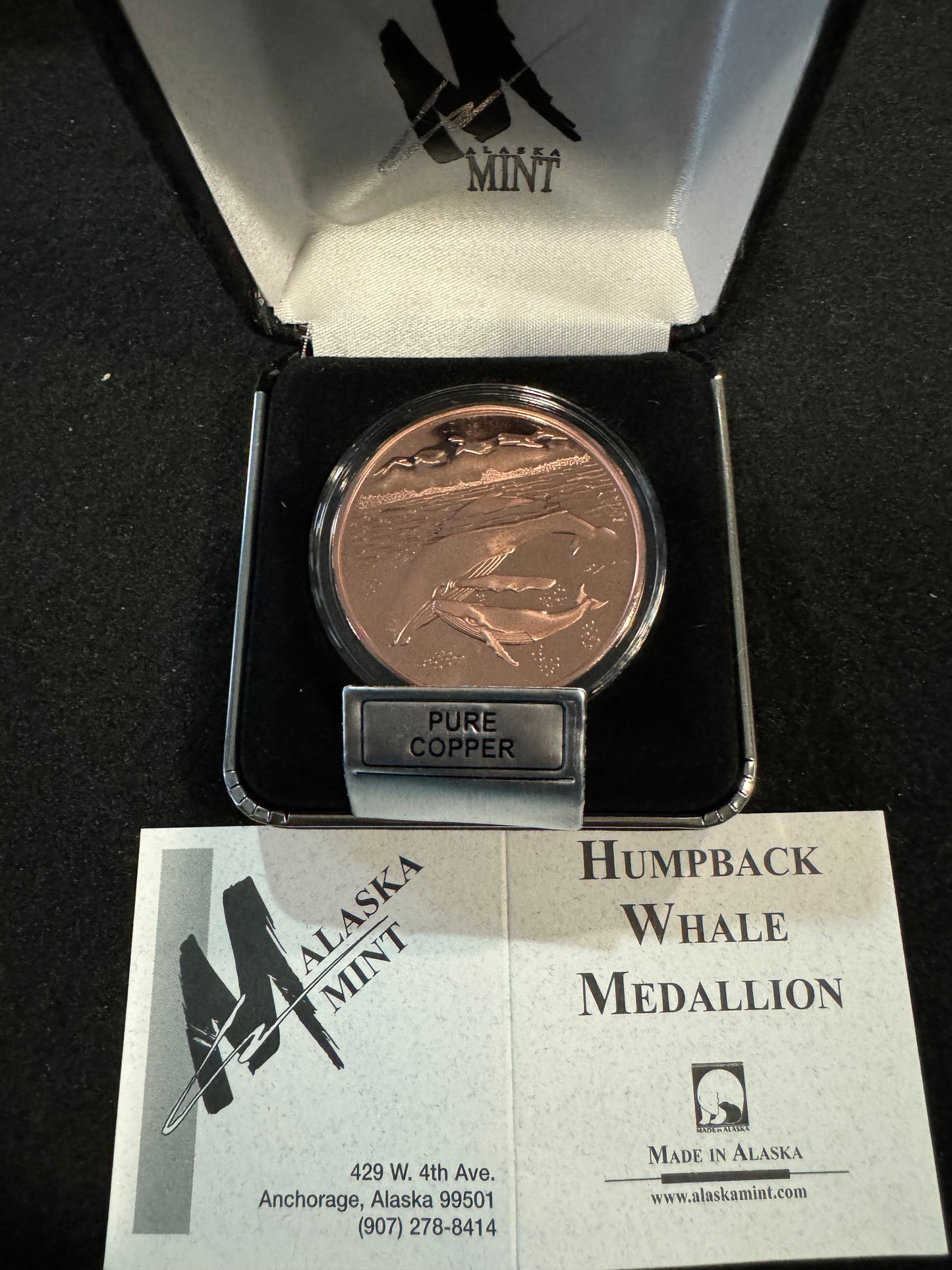 State of Alaska Humpback Whale w/Calf 1 oz .999 Copper Coin