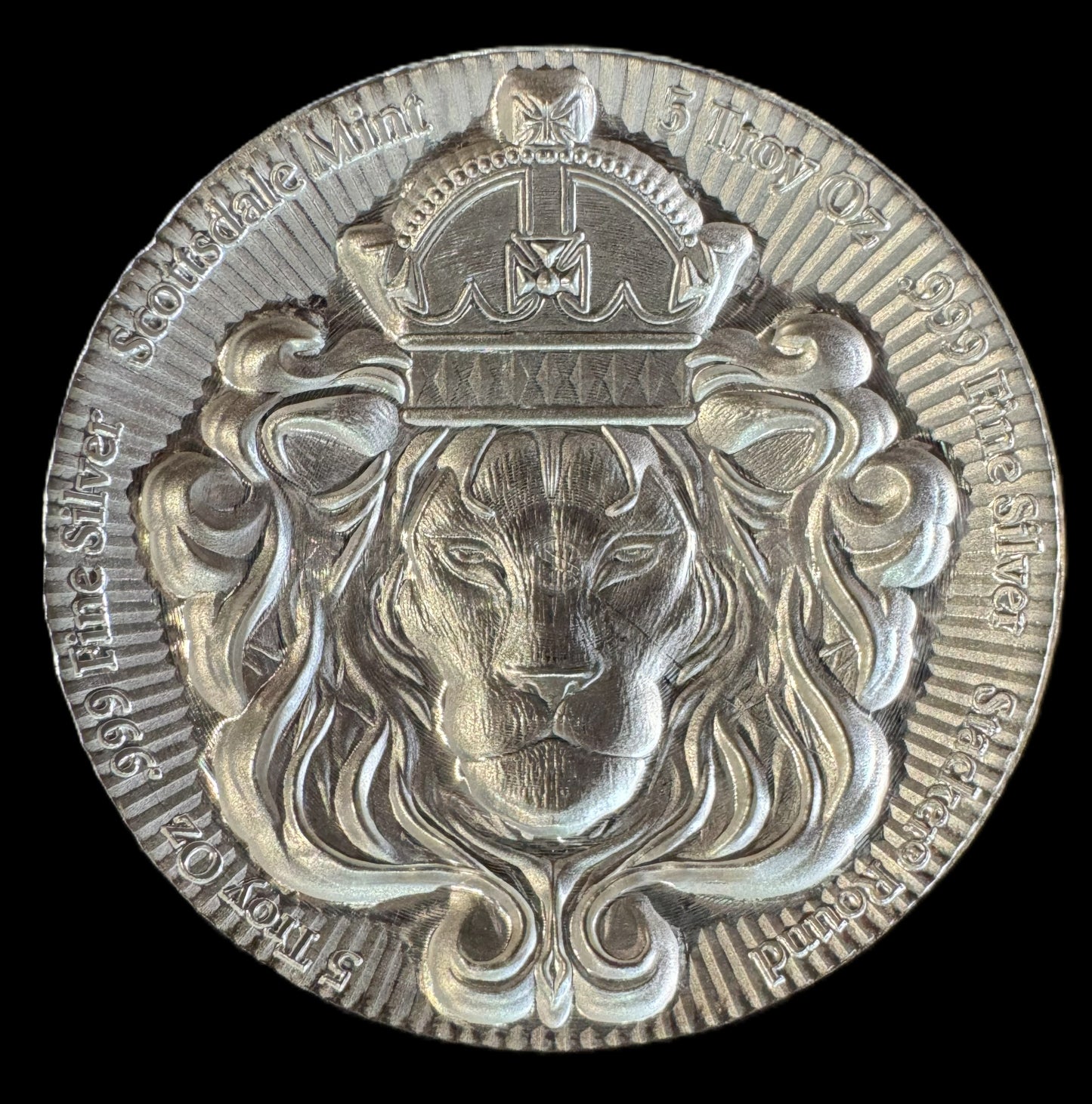 Lion Head 5 oz .999 Silver Coin