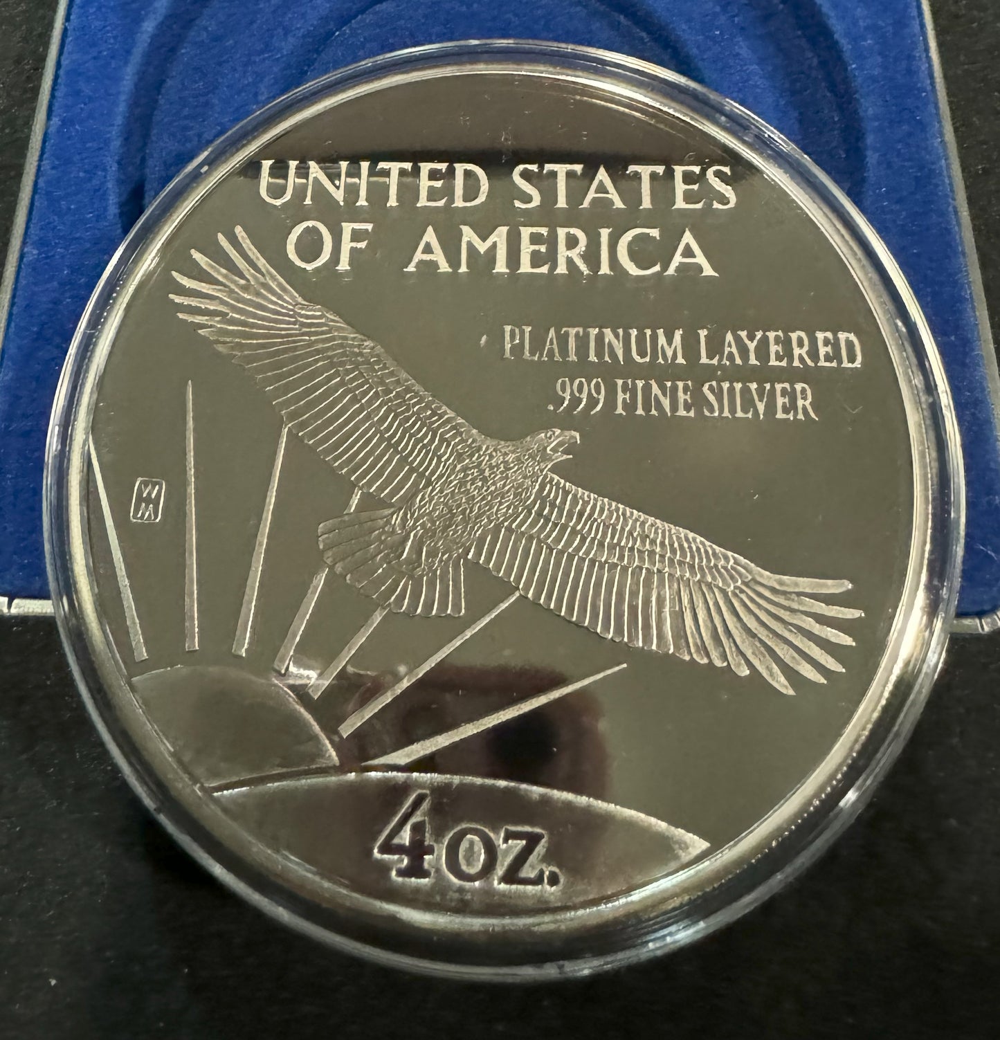 1998 Statue of Liberty and Eagle Platinum Over 4 oz .999 Silver Coin